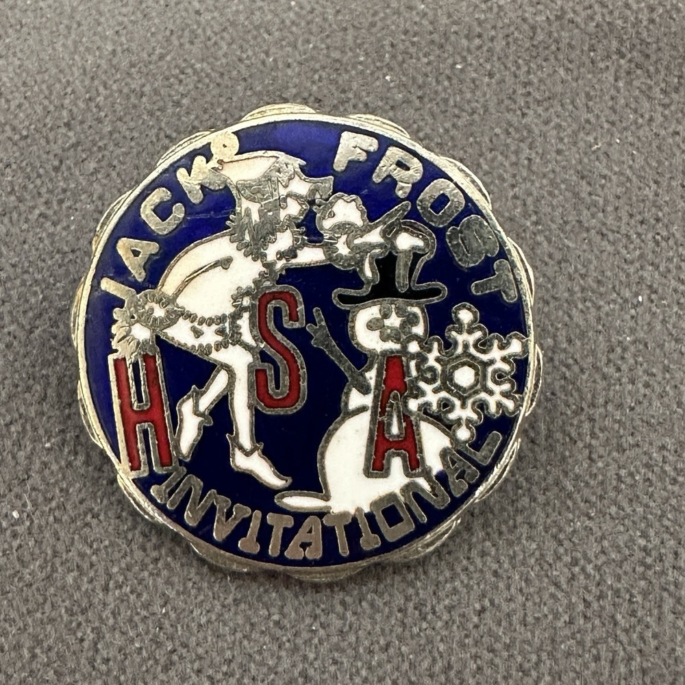 Vintage Pin Back Jack Frost HSA Invitational Silver